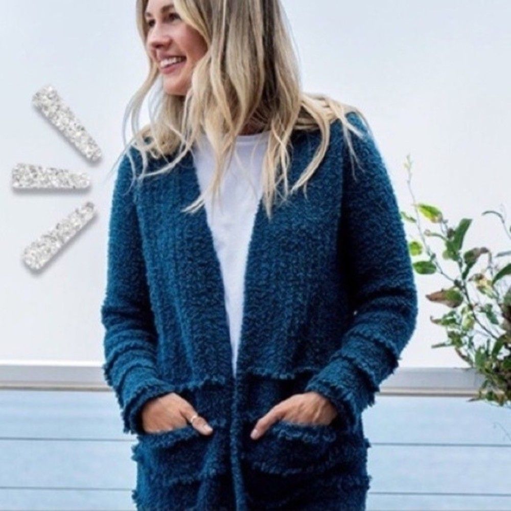 Barefoot Dreams Teal Blue Cozy Open-Front Cardigan